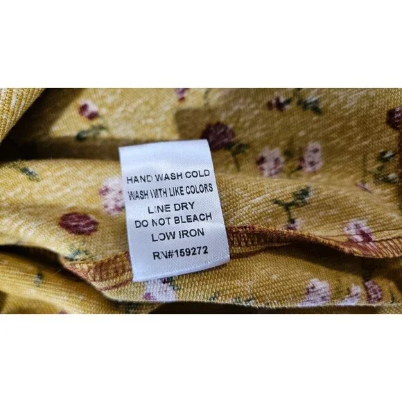 GiGio Shirt Women's Yellow Brown Patchwork Floral Plaid Top, Large - Picture 5 of 10